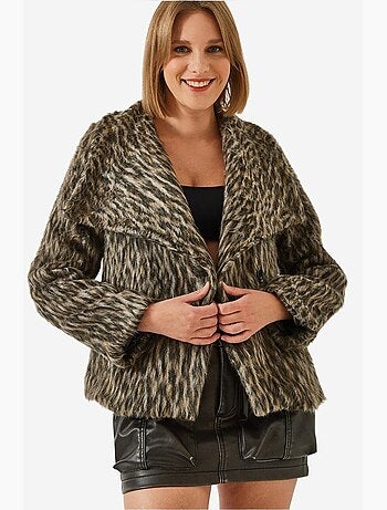 Abrigo con estampado de leopardo cepillado lucci