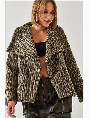 Abrigo con estampado de leopardo cepillado lucci