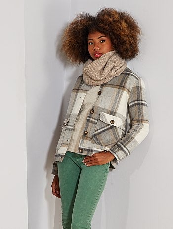 Abrigo corto a cuadros - Kiabi