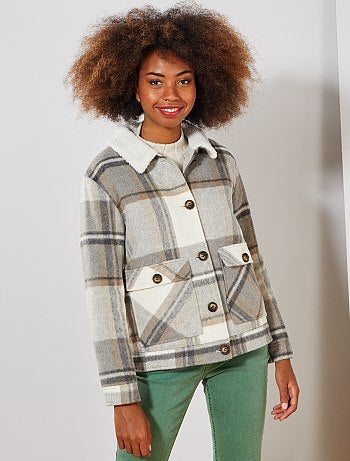 Abrigo corto a cuadros - Kiabi
