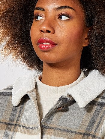 Abrigo corto a cuadros - Kiabi