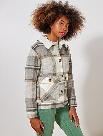 Abrigo corto a cuadros - Kiabi