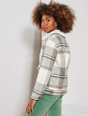 Abrigo corto a cuadros - Kiabi