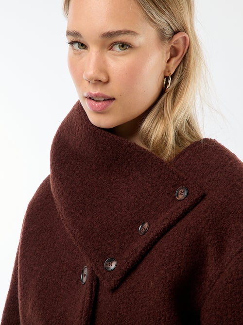 Abrigo corto de imitación de lana con bufanda extraíble - Kiabi