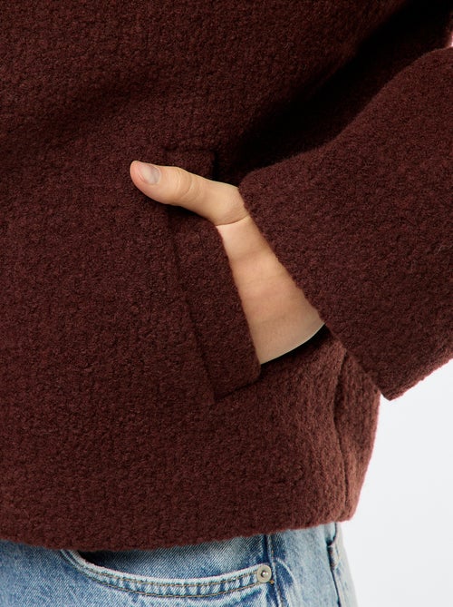 Abrigo corto de imitación de lana con bufanda extraíble - Kiabi