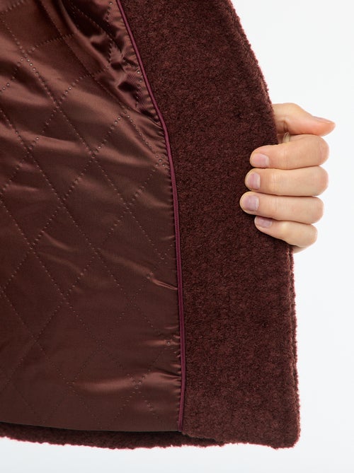 Abrigo corto de imitación de lana con bufanda extraíble - Kiabi