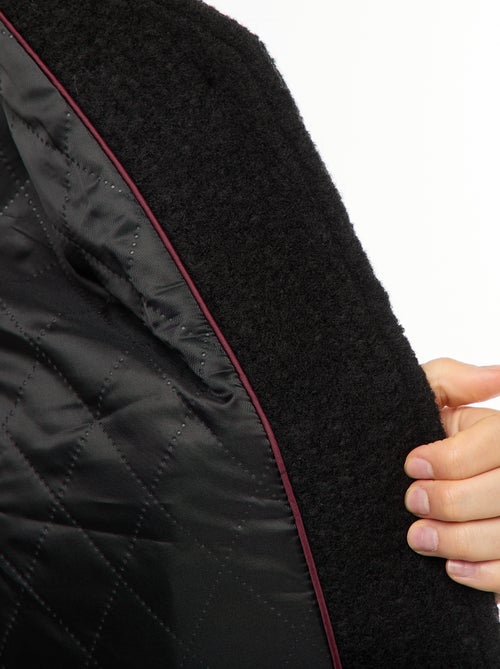 Abrigo corto de imitación de lana con bufanda extraíble - Kiabi