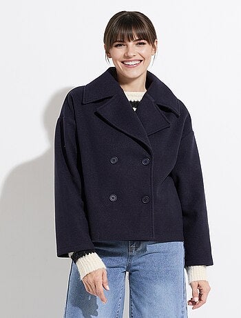 Abrigo corto de lana lisa estilo paño - Afibel