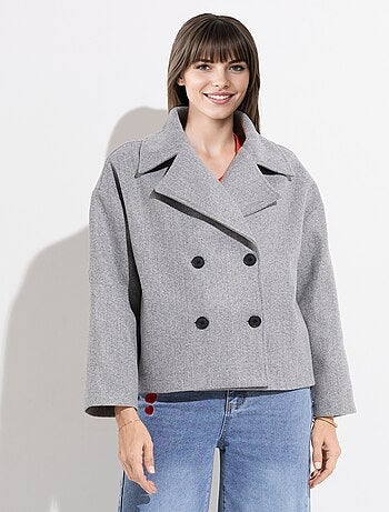 Abrigo corto de lana lisa estilo paño - Afibel