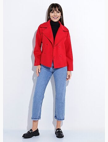 Abrigo corto de lana lisa estilo paño - Afibel