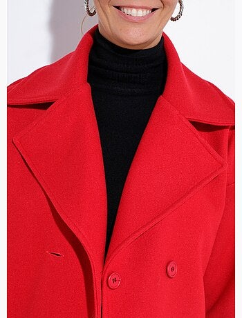 Abrigo corto de lana lisa estilo paño