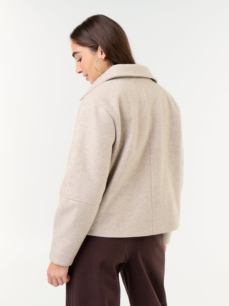 Abrigo corto efecto lana Beige - Kiabi