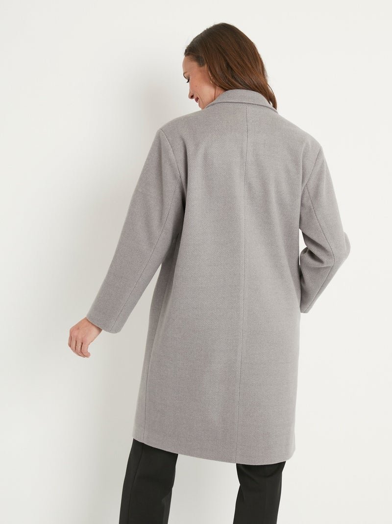 Abrigo cruzado con cuello sastre - Afibel Gris - Kiabi