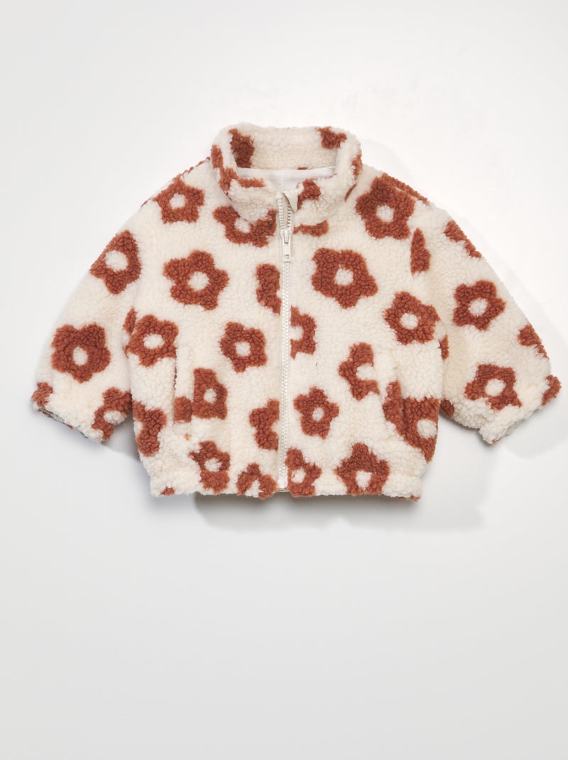 Abrigo de borreguito y punto de rizo BEIGE - Kiabi