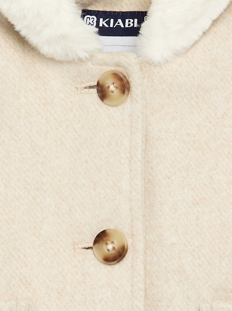 Abrigo de estilo lana forrado de pelo sintético Beige - Kiabi
