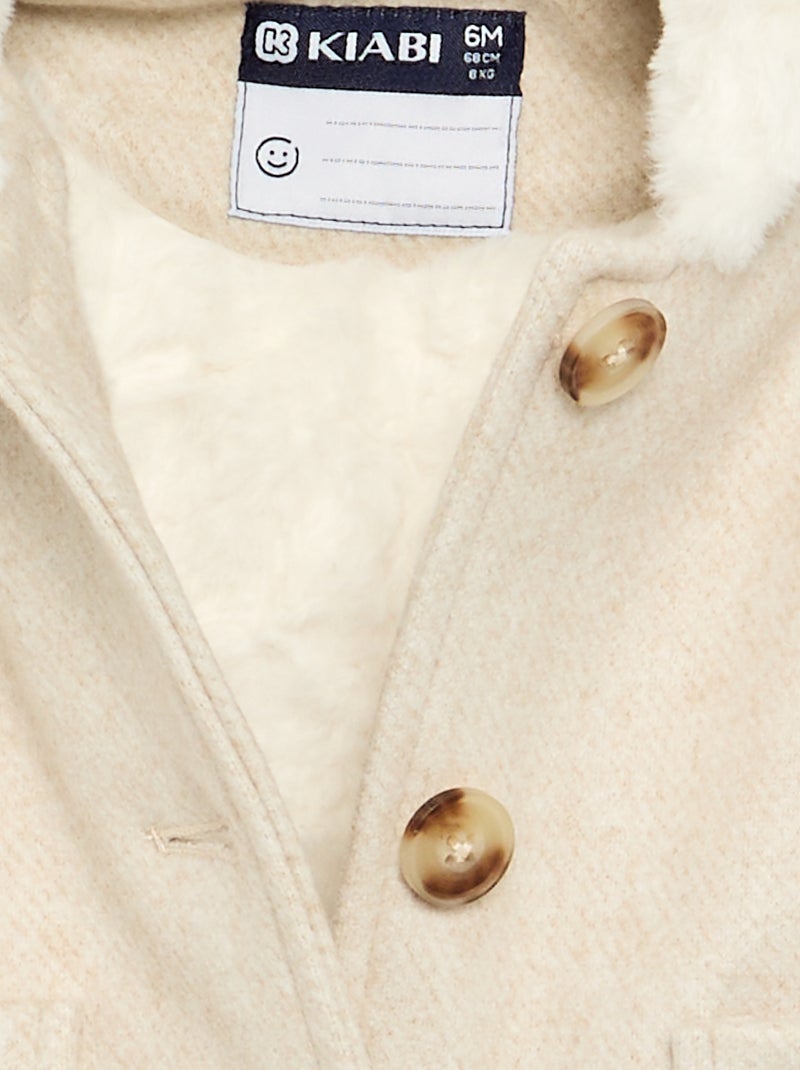 Abrigo de estilo lana forrado de pelo sintético Beige - Kiabi