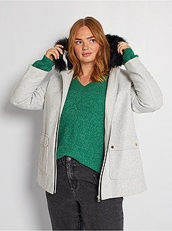 Rebajas abrigos y chaquetas en tallas grandes de mujer baratas - moda tallas  grandes mujer | gris | Kiabi