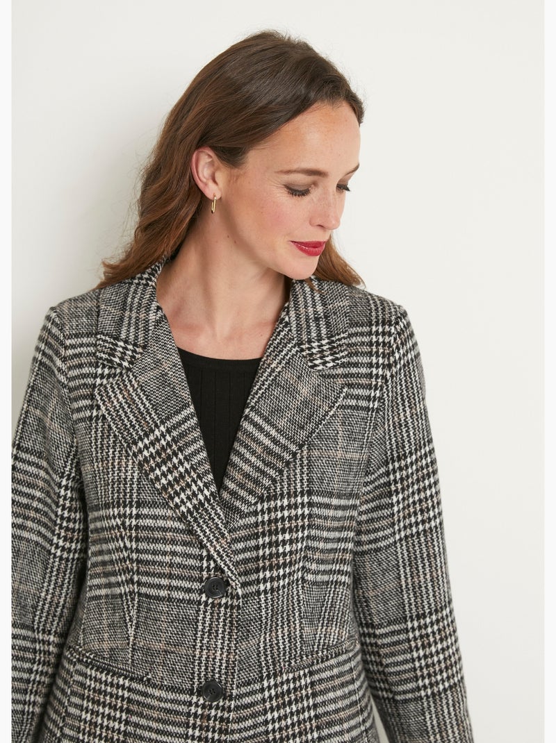 Abrigo de lana de largo medio con cuello sastre - Afibel Gris - Kiabi