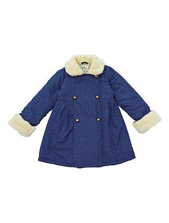 Abrigo de Lana Tweed Azul Marino para Niña | Pelo Sintético | ANOUSHKA