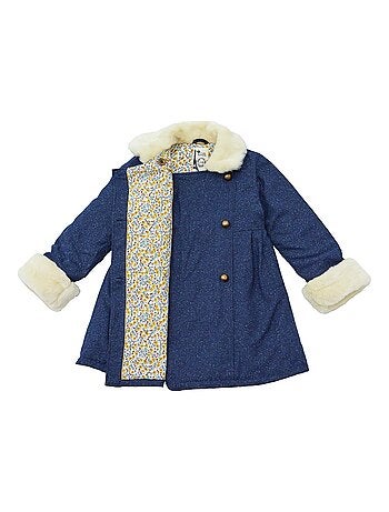 Abrigo de Lana Tweed Azul Marino para Niña | Pelo Sintético | ANOUSHKA