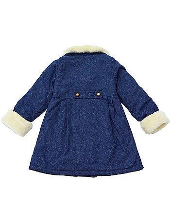 Abrigo de Lana Tweed Azul Marino para Niña | Pelo Sintético | ANOUSHKA