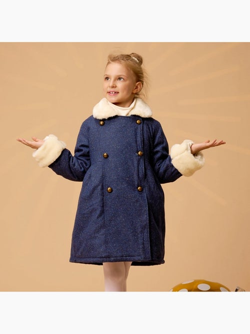 Abrigo de Lana Tweed Azul Marino para Niña | Pelo Sintético | ANOUSHKA - Kiabi