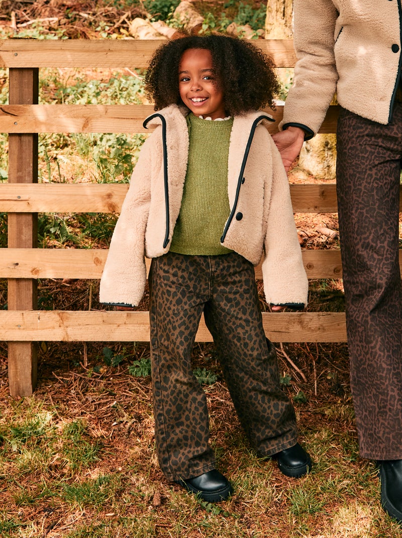 Abrigo de pelo sintético con abertura a presión Beige - Kiabi