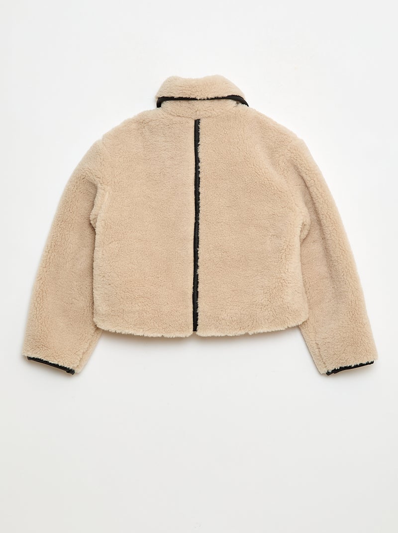 Abrigo de pelo sintético con abertura a presión Beige - Kiabi