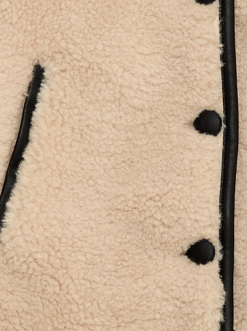 Abrigo de pelo sintético con abertura a presión Beige - Kiabi