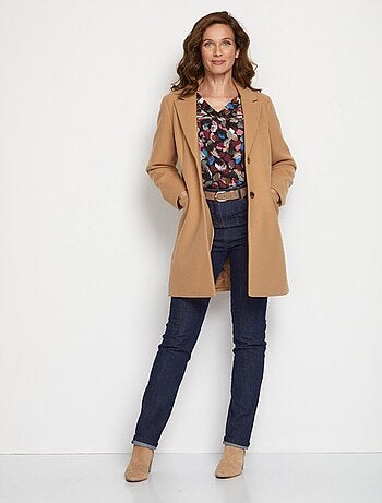 Abrigo efecto lana con cuello sastre - Afibel