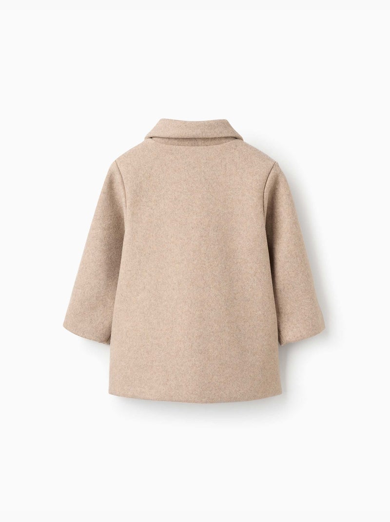 Abrigo efecto lana con forro b&s Beige claro - Kiabi