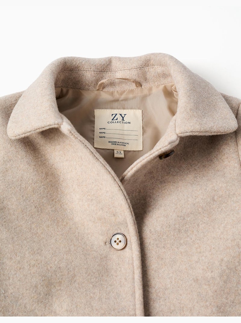 Abrigo efecto lana con forro b&s Beige claro - Kiabi