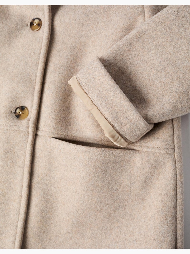 Abrigo efecto lana con forro b&s Beige claro - Kiabi