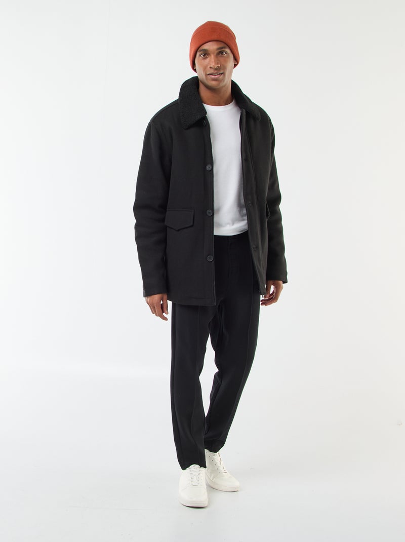 Abrigo efecto lana Negro - Kiabi