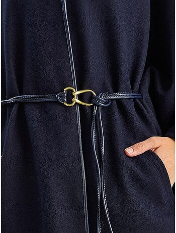 Abrigo extragrande de mezcla de lana texturizada con cuello de chaqueta lucci