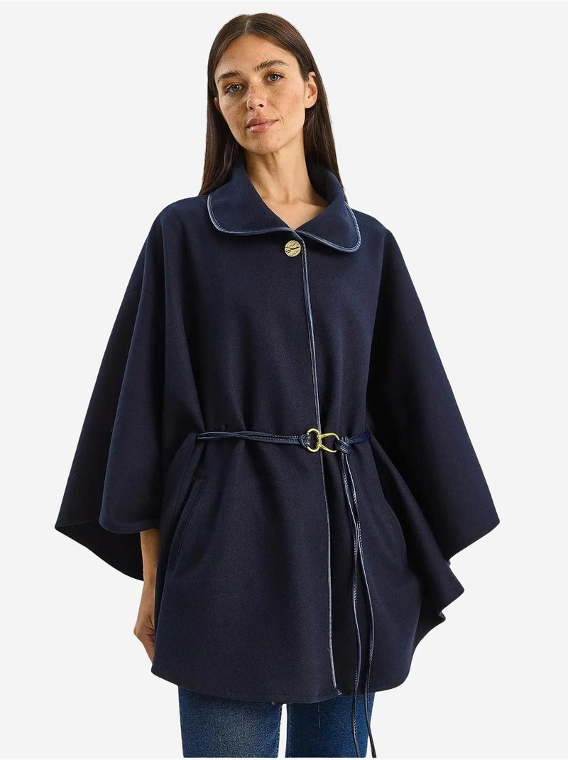 Abrigo extragrande de mezcla de lana texturizada con cuello de chaqueta lucci Azul marino - Kiabi