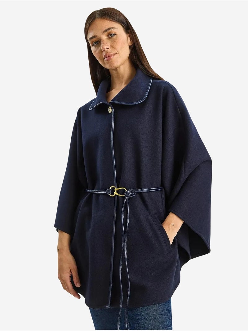 Abrigo extragrande de mezcla de lana texturizada con cuello de chaqueta lucci Azul marino - Kiabi