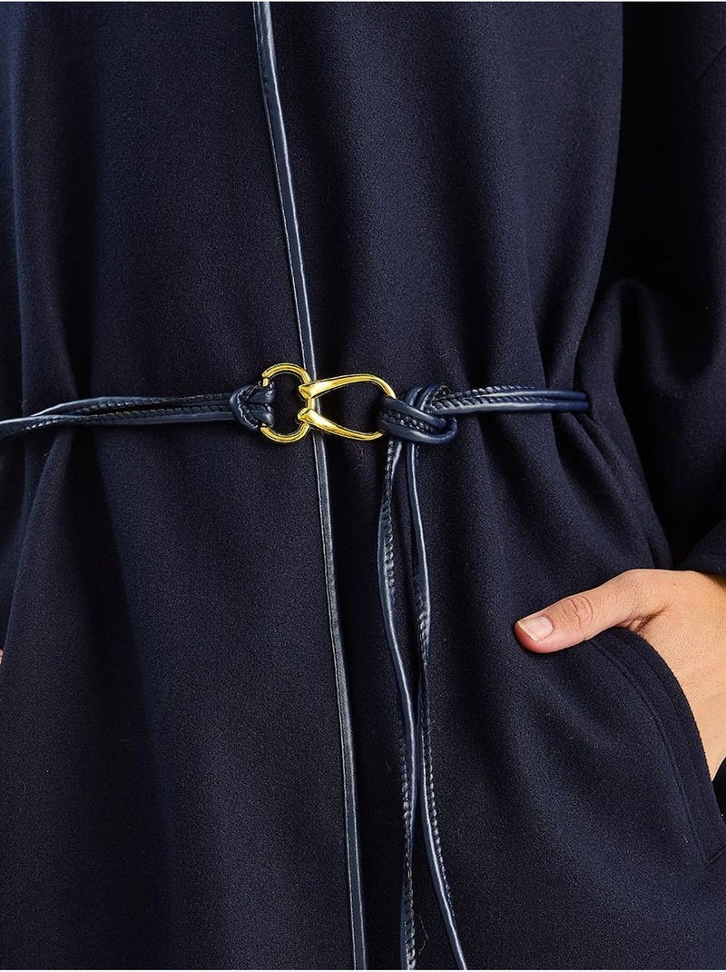 Abrigo extragrande de mezcla de lana texturizada con cuello de chaqueta lucci Azul marino - Kiabi