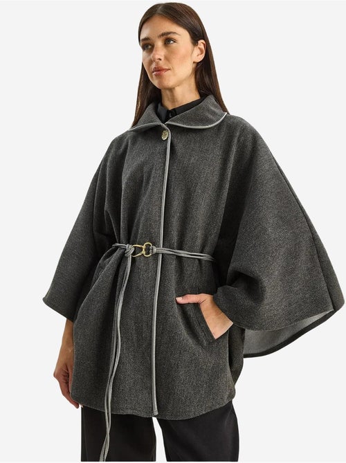 Abrigo extragrande de mezcla de lana texturizada con cuello de chaqueta lucci - Kiabi