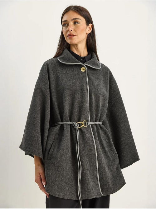 Abrigo extragrande de mezcla de lana texturizada con cuello de chaqueta lucci - Kiabi