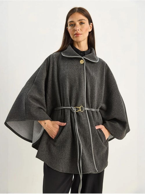Abrigo extragrande de mezcla de lana texturizada con cuello de chaqueta lucci - Kiabi