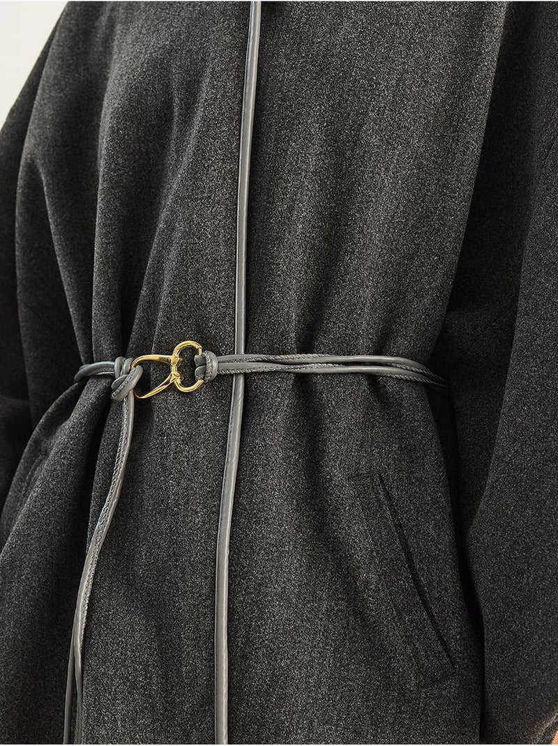 Abrigo extragrande de mezcla de lana texturizada con cuello de chaqueta lucci Gris negro - Kiabi