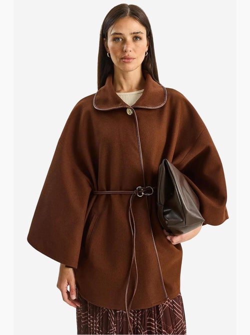 Abrigo extragrande de mezcla de lana texturizada con cuello de chaqueta lucci - Kiabi