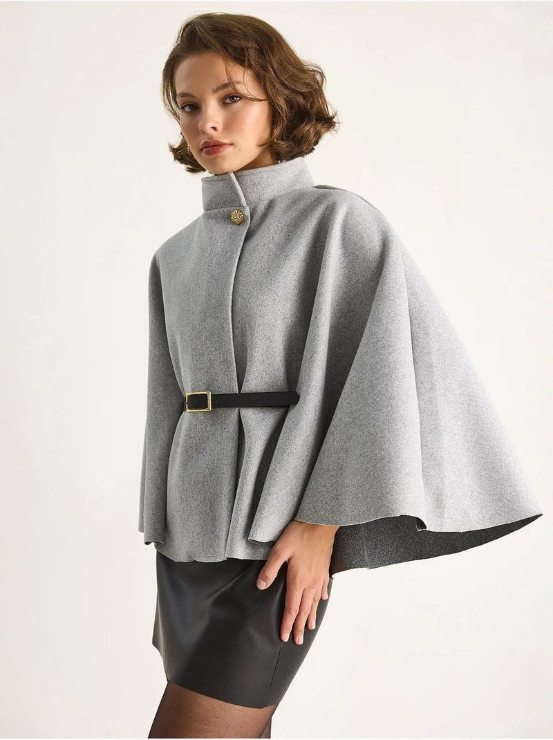 Abrigo extragrande de mezcla de lana texturizada lucci Gris - Kiabi