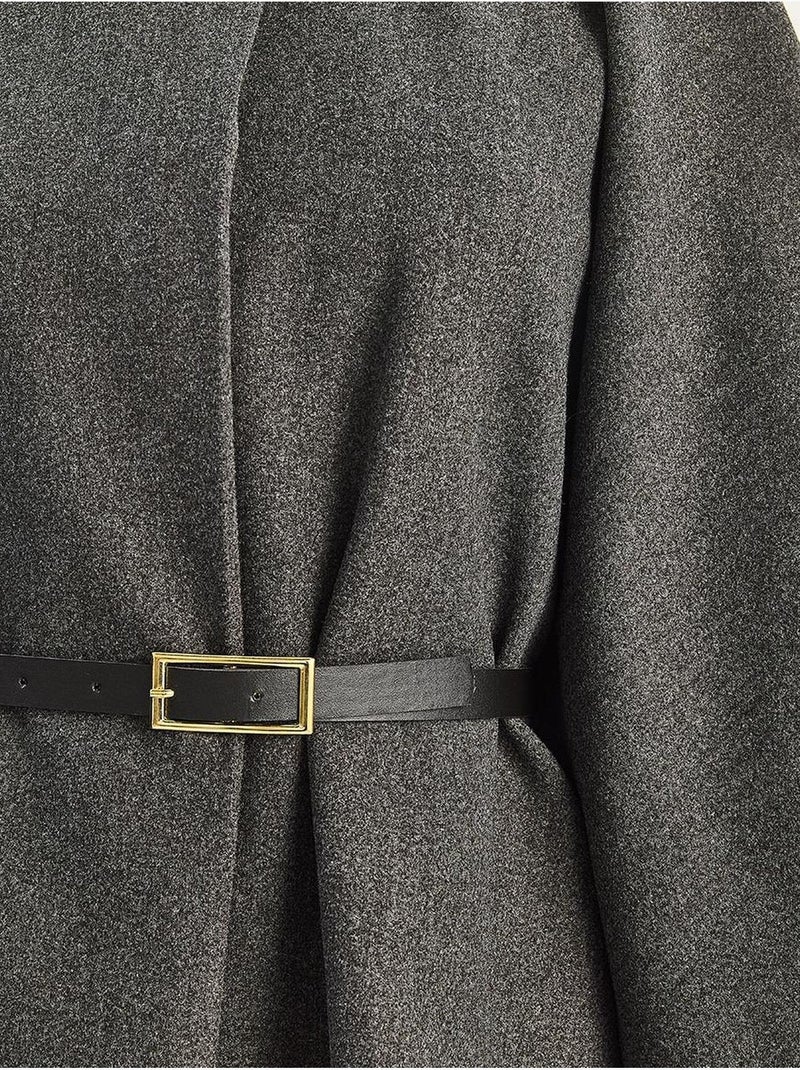 Abrigo extragrande de mezcla de lana texturizada lucci Gris negro - Kiabi