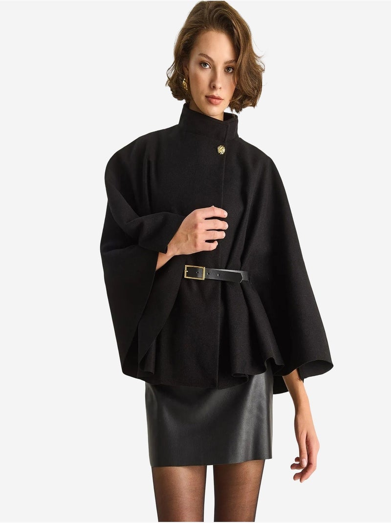 Abrigo extragrande de mezcla de lana texturizada lucci Negro - Kiabi