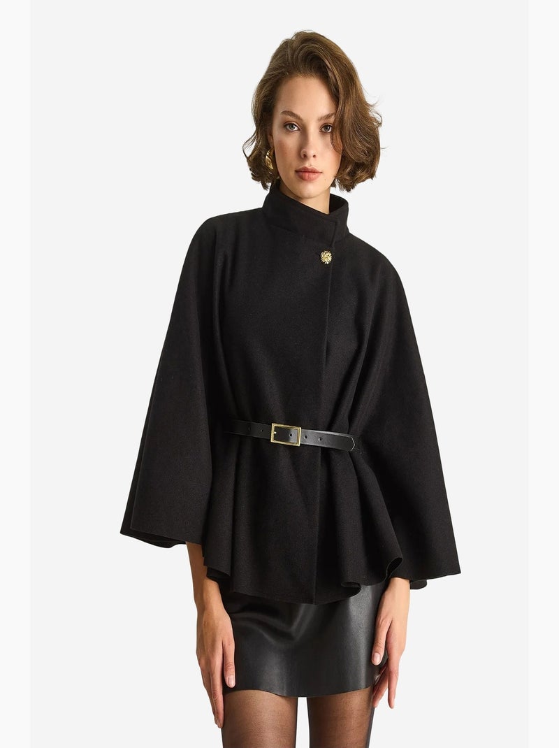 Abrigo extragrande de mezcla de lana texturizada lucci Negro - Kiabi