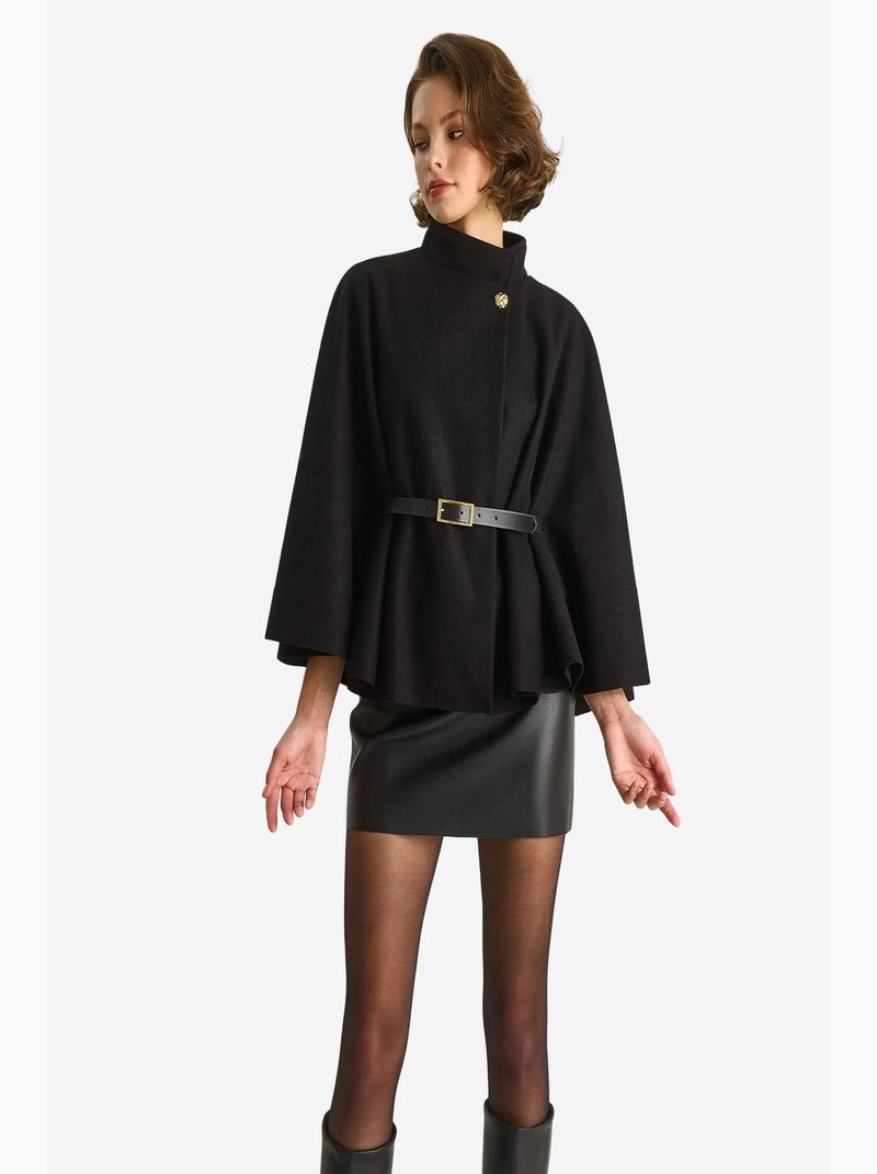 Abrigo extragrande de mezcla de lana texturizada lucci Negro - Kiabi