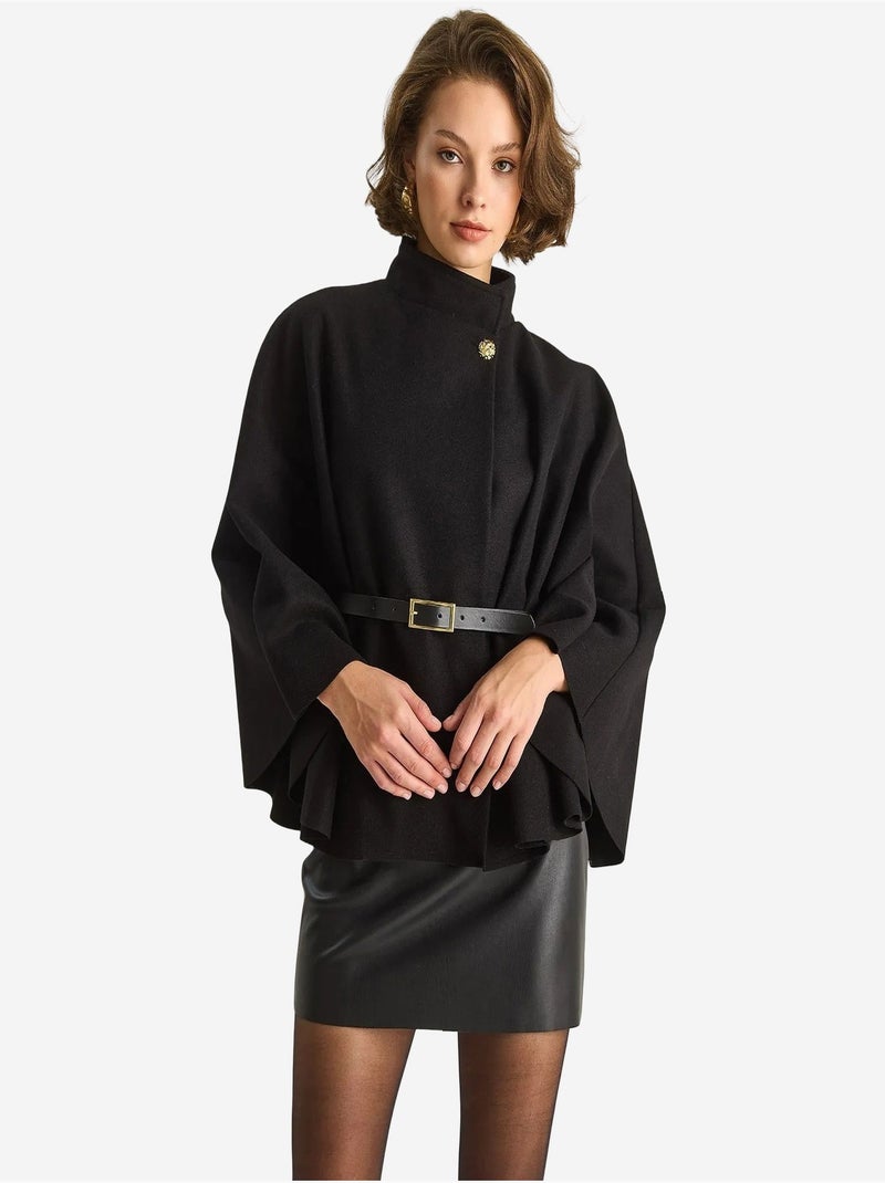 Abrigo extragrande de mezcla de lana texturizada lucci Negro - Kiabi