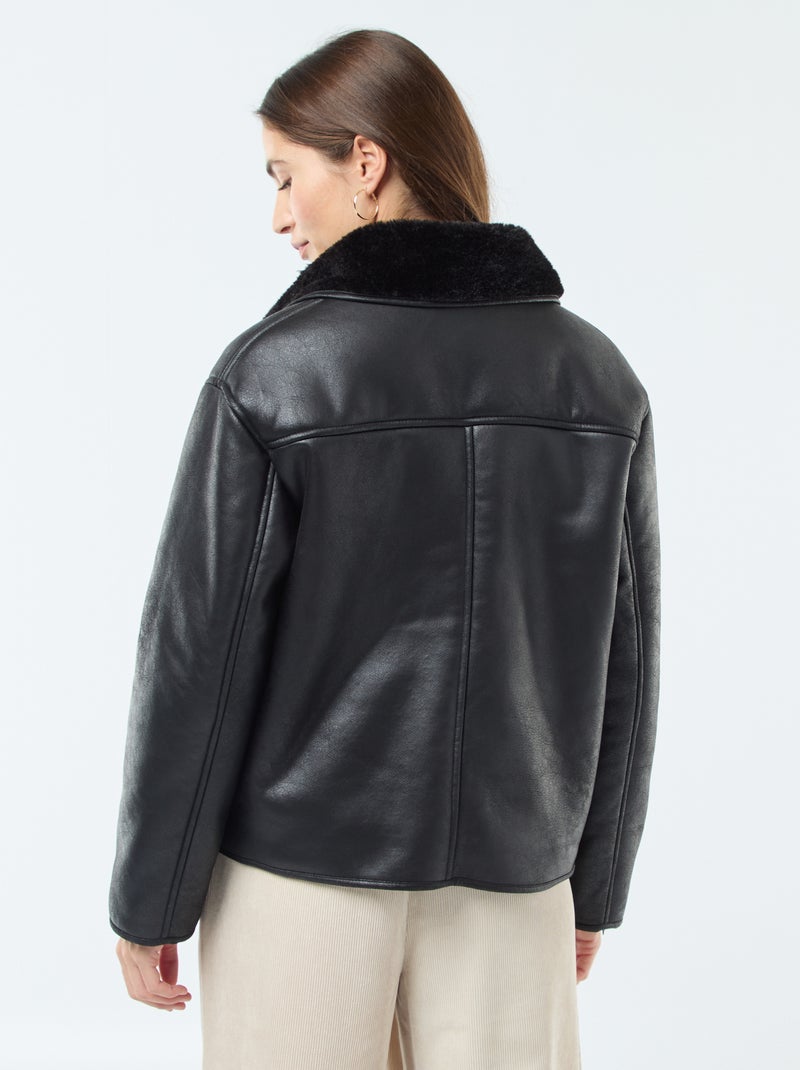 Abrigo forrado estilo aviador Negro - Kiabi